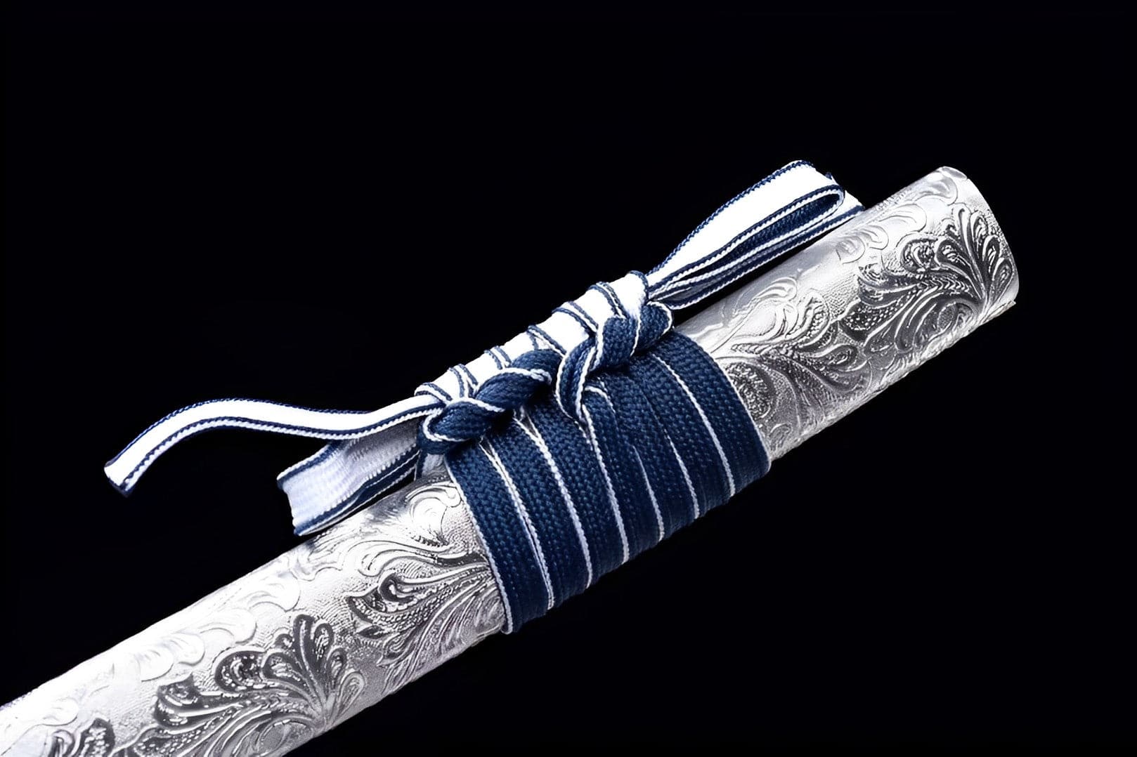 boxkatana Hand Forged Japanese Samurai Katana Fall Moon Sword 9260 SPpring Steel Roasted blue engraving on the blade