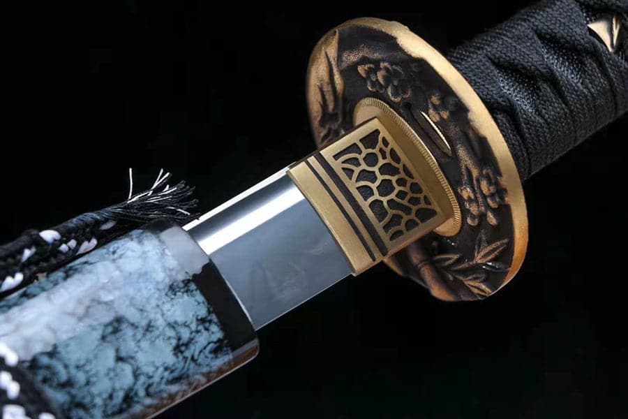 boxkatana Hand Forged Japanese Samurai Katana Fine Iron Mounted Burnt Edge T10 Carbon steel Blue