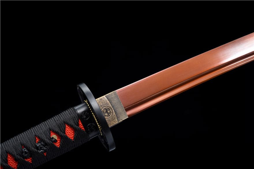 boxkatana Hand Forged Japanese Samurai Katana Flame 9260 Spring Steel Reddening of the blade
