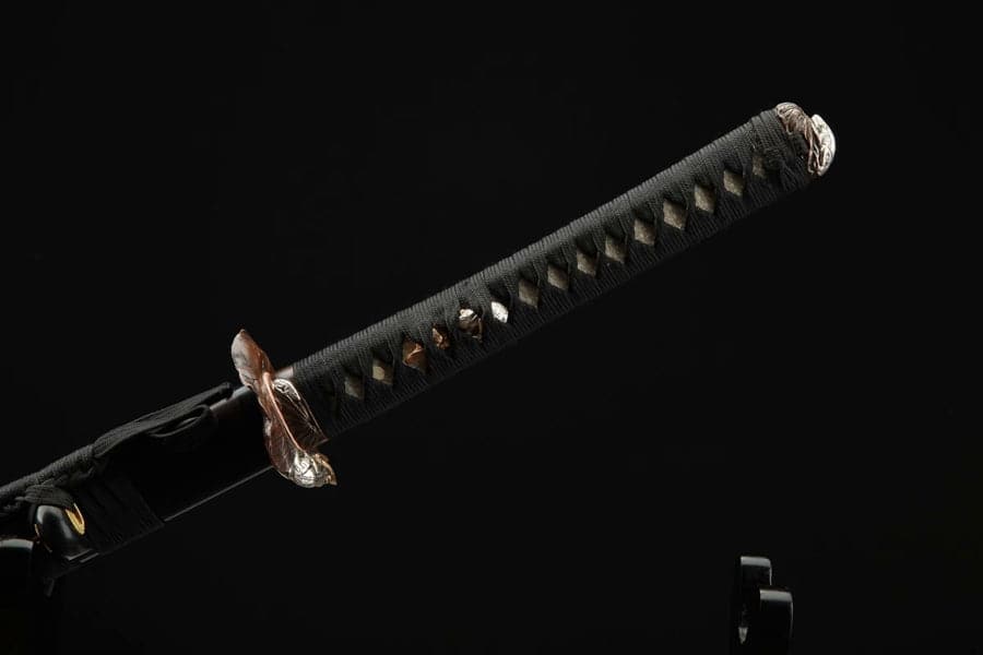 boxkatana Hand Forged Japanese Samurai Katana Frog Prince Pattern Steel Gilt Silver Guard