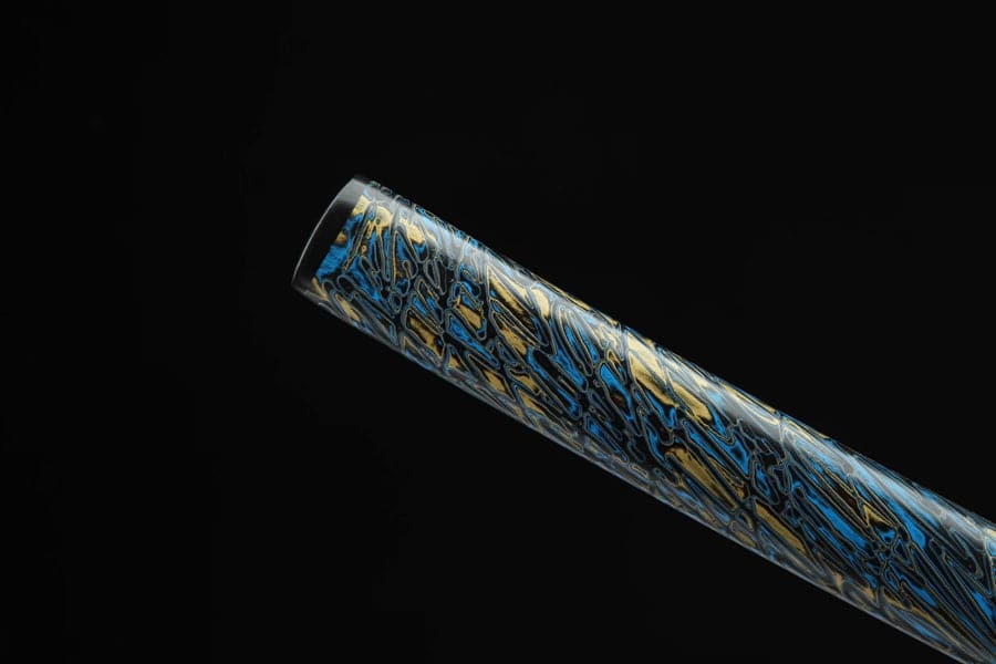 boxkatana Hand Forged Japanese Samurai Katana Green Dragon Blade Plate Pattern Steel Blue