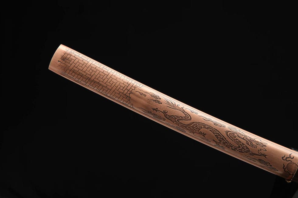 boxkatana Hand Forged Japanese Samurai Katana Green Dragon Pattern Steel Tricolor Copper