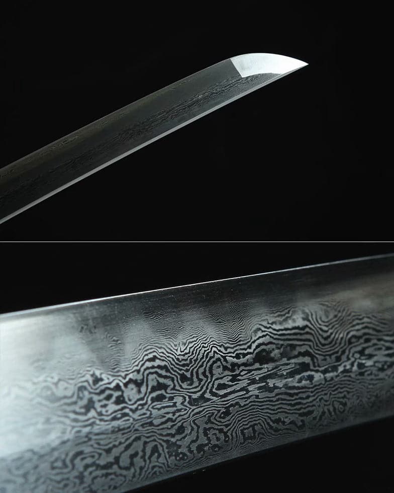 boxkatana Hand Forged Japanese Samurai Katana Green Dragon Pattern Steel Tricolor Copper