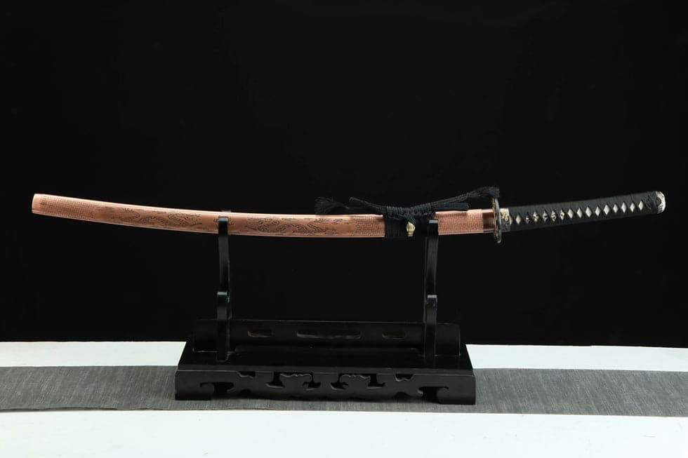 boxkatana Hand Forged Japanese Samurai Katana Green Dragon Pattern Steel Tricolor Copper