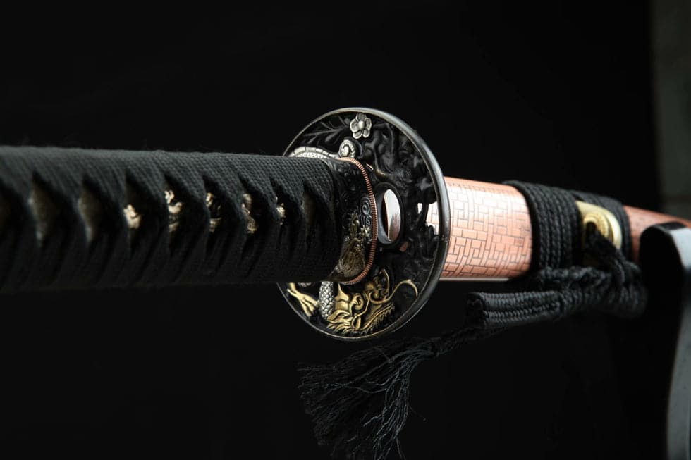 boxkatana Hand Forged Japanese Samurai Katana Green Dragon Pattern Steel Tricolor Copper