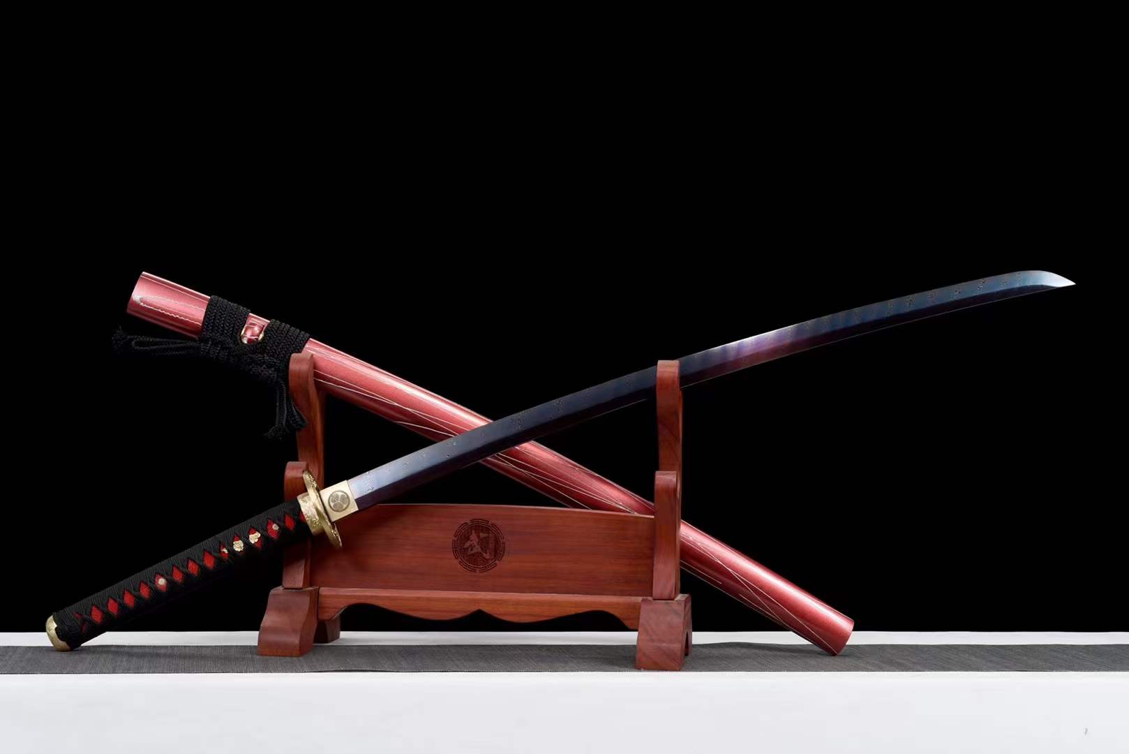 boxkatana Hand Forged Japanese Samurai Katana Naraka：Bladepoint Pattern Steel Blade baking blue