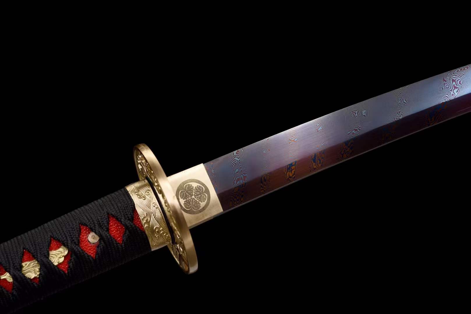 boxkatana Hand Forged Japanese Samurai Katana Naraka：Bladepoint Pattern Steel Blade baking blue
