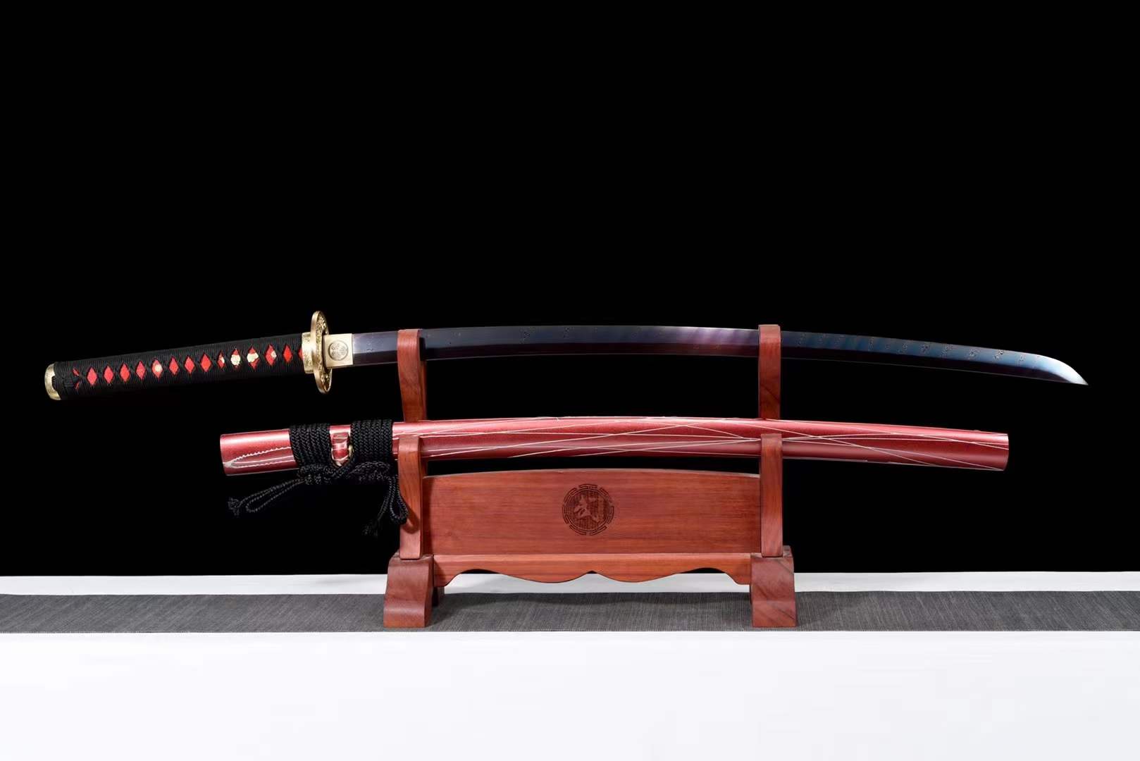 boxkatana Hand Forged Japanese Samurai Katana Naraka：Bladepoint Pattern Steel Blade baking blue