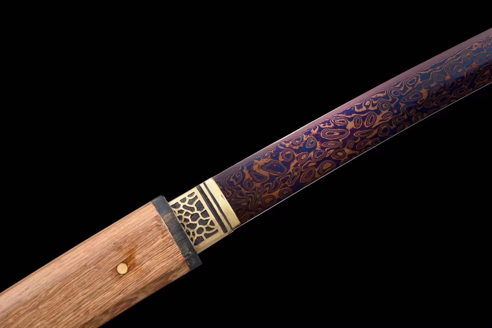 boxkatana Hand Forged Japanese Samurai Katana Night Spectre Damascus Steel Blue blade