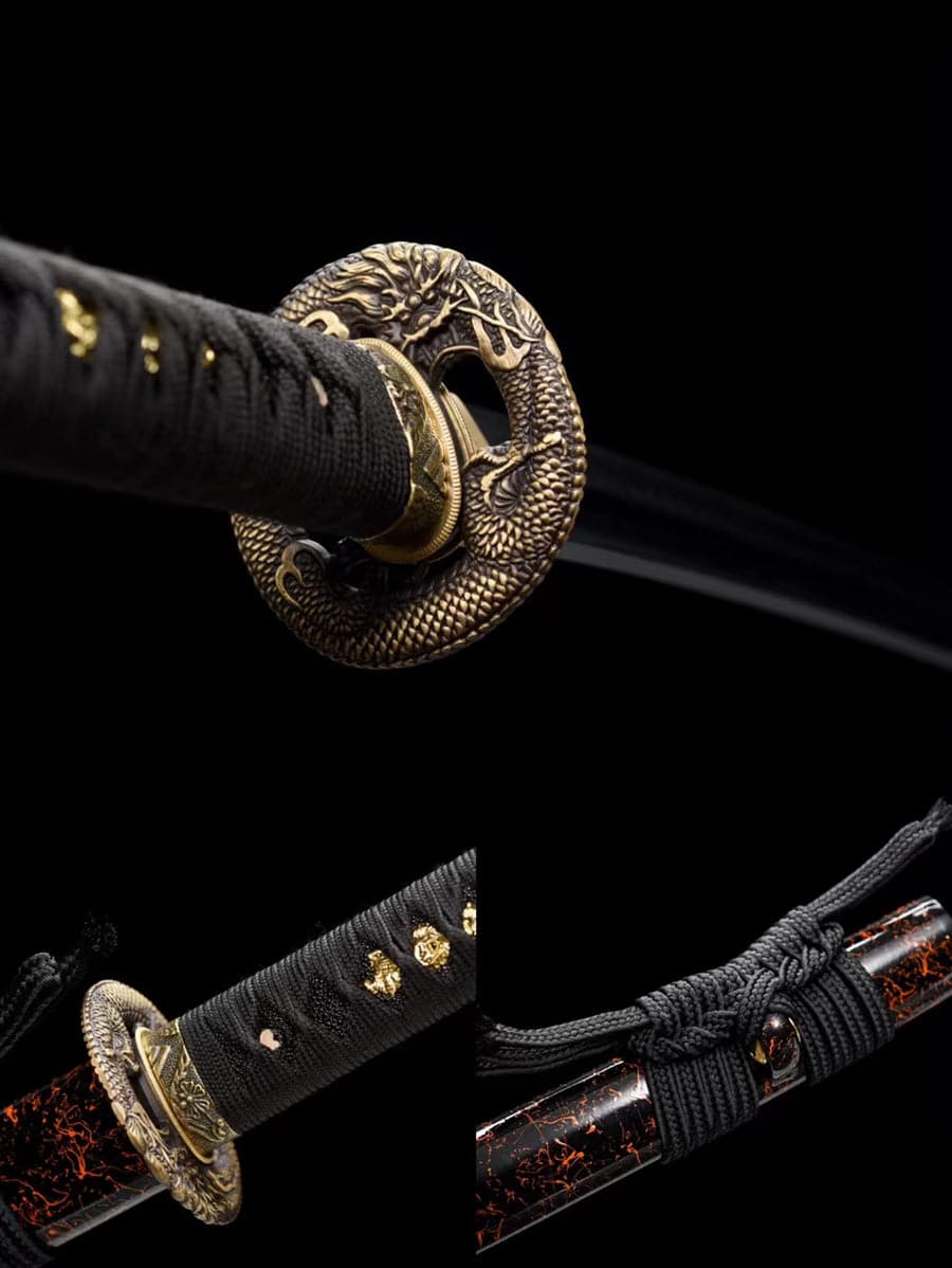 boxkatana Hand Forged Japanese Samurai Katana Pan Dragon Knight T10 Carbon steel Turns the soil to burn blade