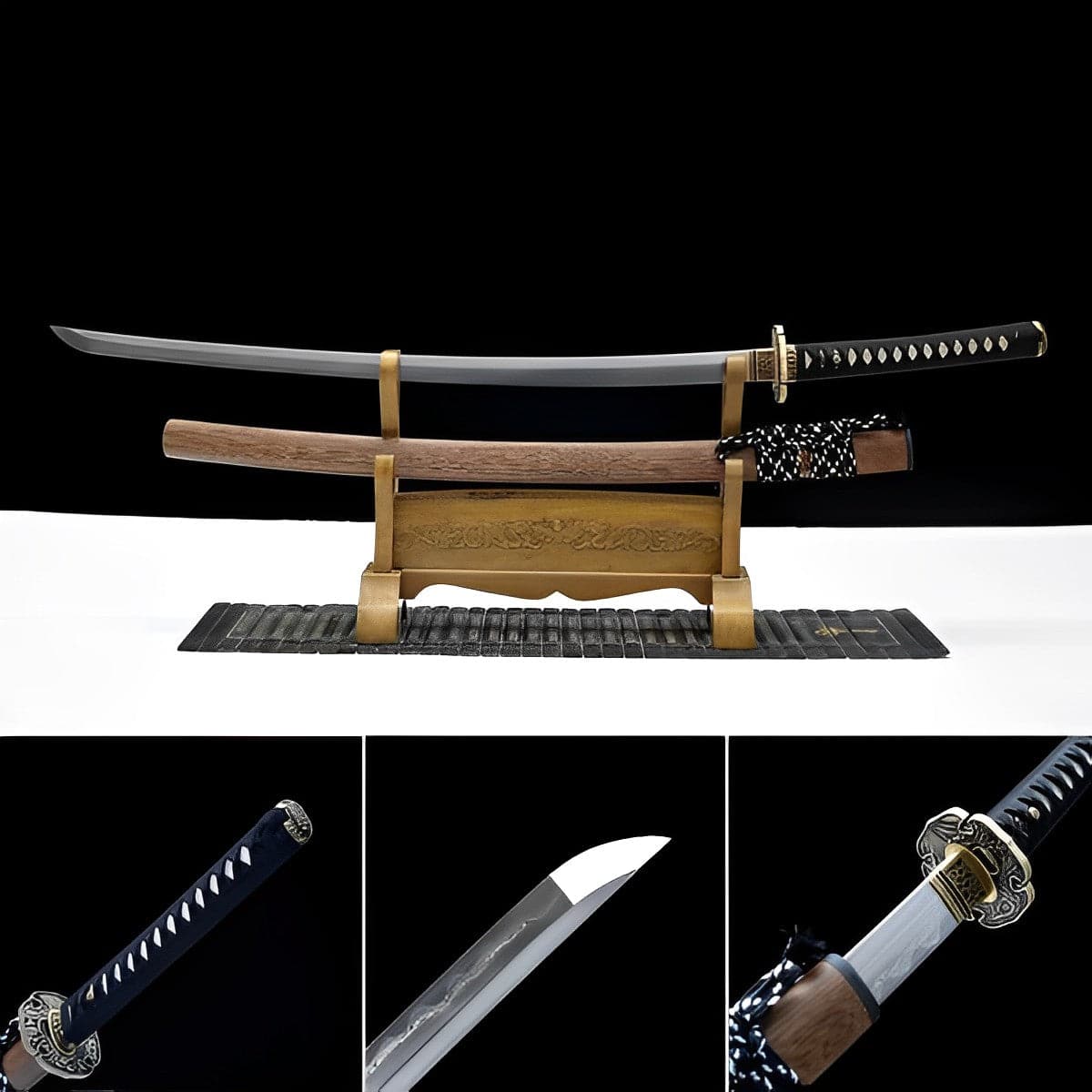boxkatana Hand Forged Japanese Samurai Katana Qi Gan Pattern Steel Wooden color