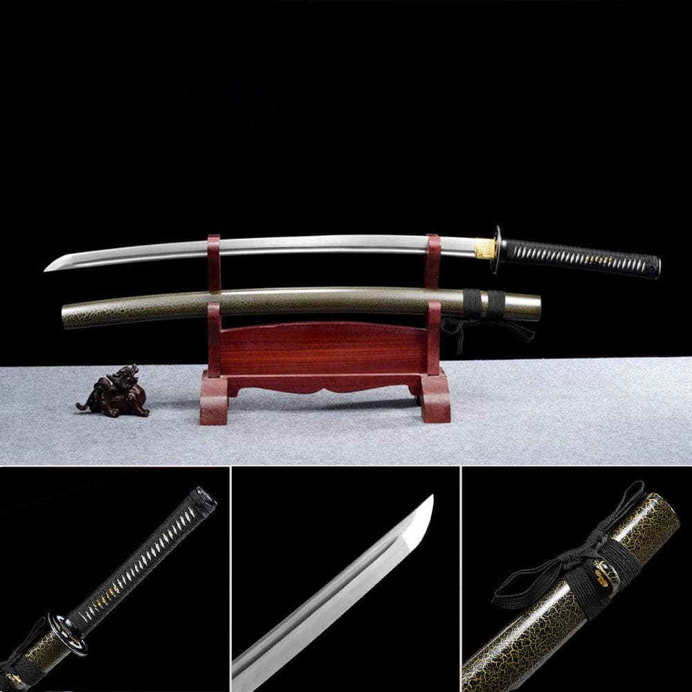 boxkatana Hand Forged Japanese Samurai Katana Silver Wheel Damascus Steel Full Tang
