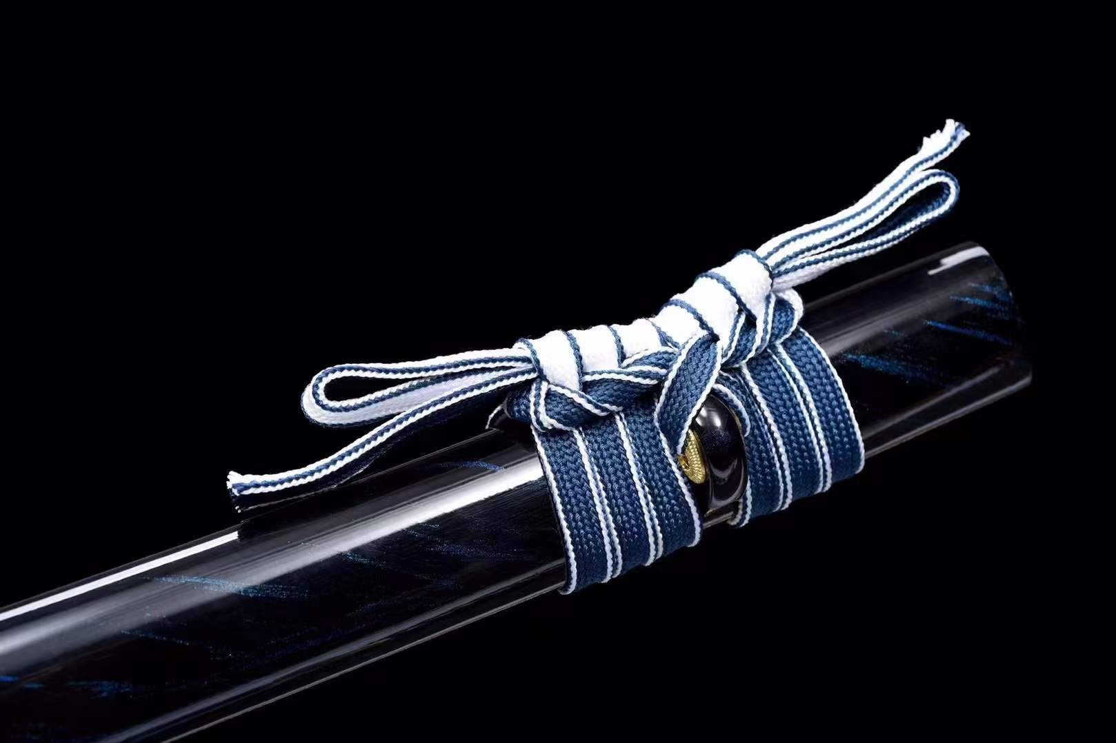 boxkatana Hand Forged Japanese Samurai Katana 知恵を知る Spring Steel Roasted Blue Push Mill