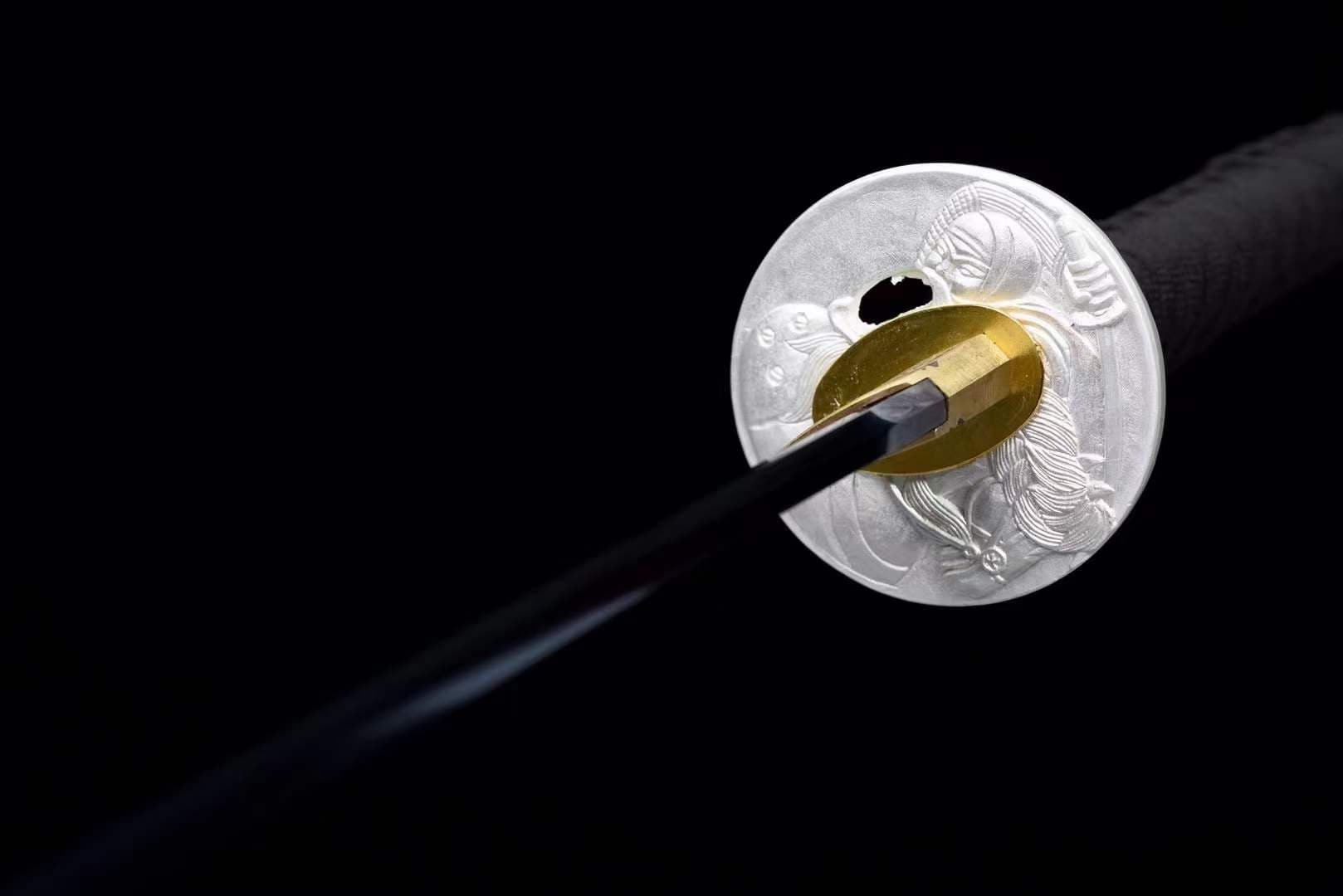 boxkatana Hand Forged Japanese Samurai Katana 知恵を知る Spring Steel Roasted Blue Push Mill