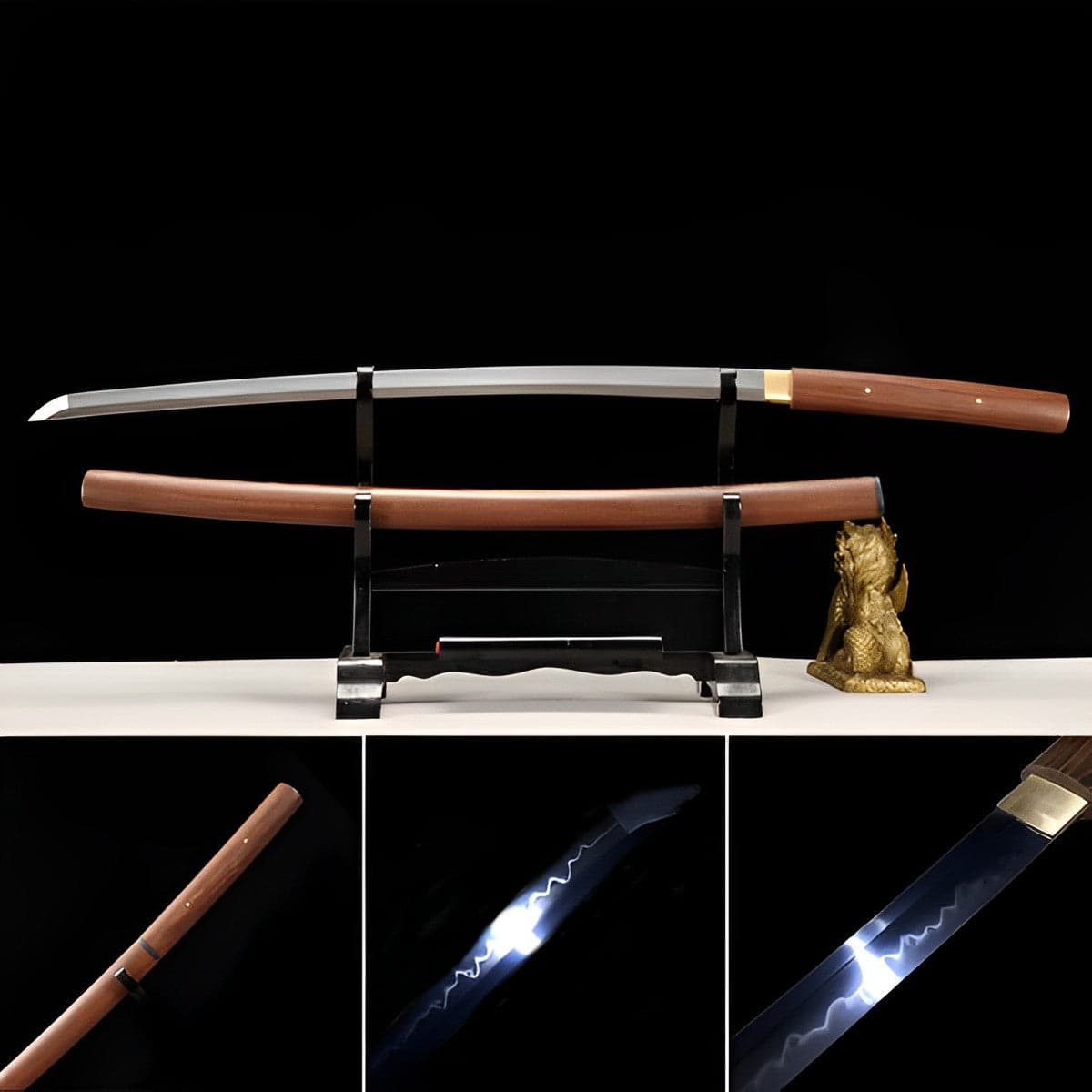 boxkatana Hand Forged Japanese Samurai Katana T10 Burning edge Rosewood One-piece forging