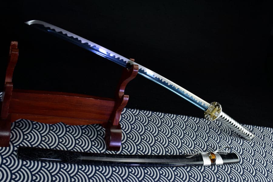 boxkatana Hand Forged Japanese Samurai Katana 菊丸 きくまる T10 Carbon steel Blade baking blue