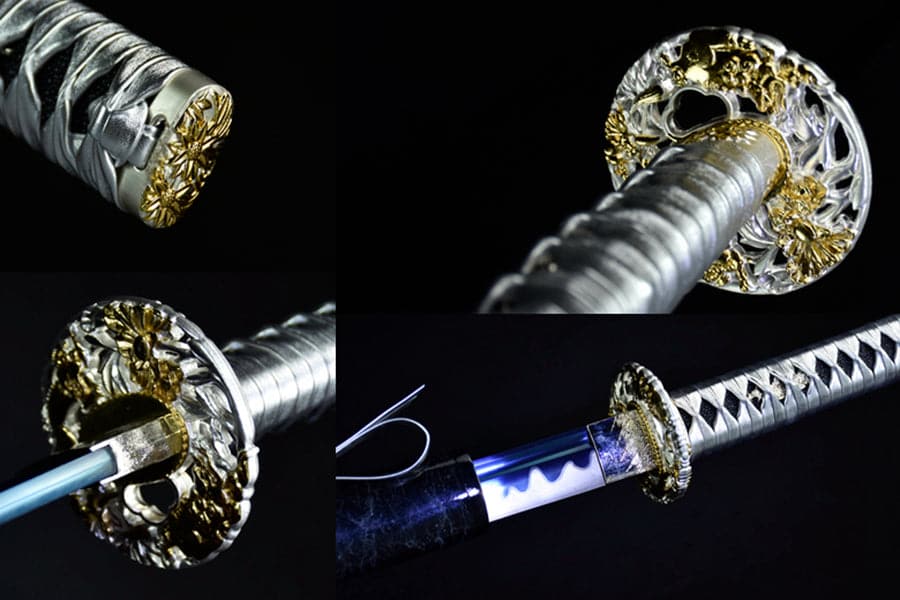 boxkatana Hand Forged Japanese Samurai Katana 菊丸 きくまる T10 Carbon steel Blade baking blue