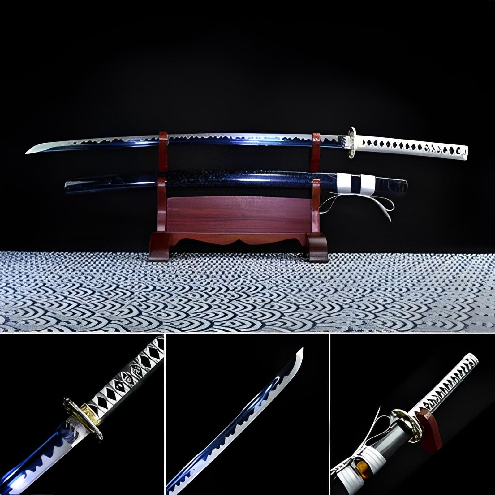 boxkatana Hand Forged Japanese Samurai Katana 菊丸 きくまる T10 Carbon steel Blade baking blue
