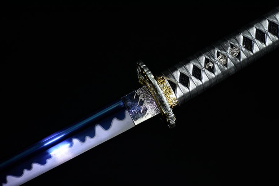boxkatana Hand Forged Japanese Samurai Katana 菊丸 きくまる T10 Carbon steel Blade baking blue