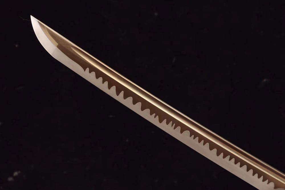 boxkatana Hand Forged Japanese Samurai Katana Trefoil 1060 High Manganese Steel Baked gold blades