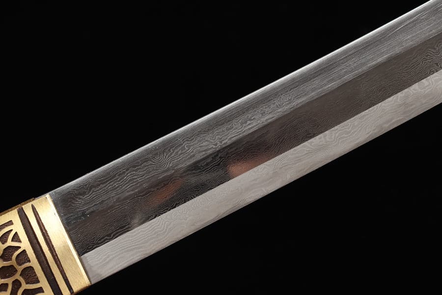 boxkatana Hand Forged Japanese Samurai Katana Yama T8 carbon tool steel Yellow engraved knife sheath