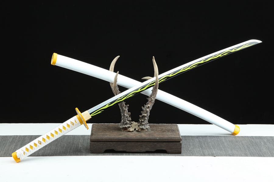 boxkatana Handmade Anime Katana Demon Slayer Zenitsu Agatsuma Sword 1045 High Carbon Steel Blade