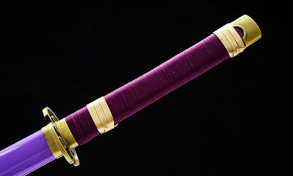 boxkatana Handmade Anime Katana One Piece Roronoa Zoro's Enma Sword 1045 High Carbon Steel White blade Purple