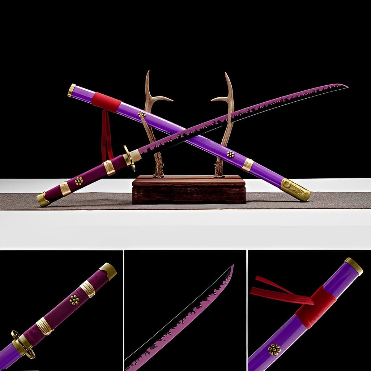 boxkatana Handmade Anime Katana One Piece Roronoa Zoro's Enma Sword Purple Blade 1045 High Carbon Steel Purple