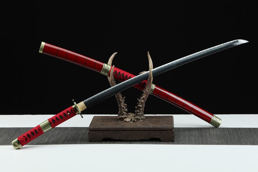 boxkatana Handmade Anime Katana One Piece Roronoa Zoro Sandai Kitetsu Sword 1045 High Carbon Steel Red