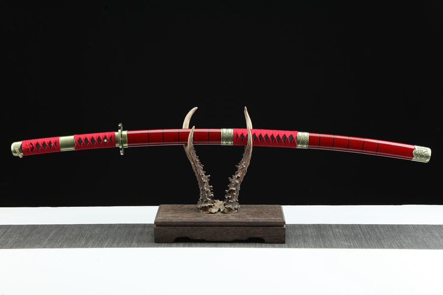 boxkatana Handmade Anime Katana One Piece Roronoa Zoro Sandai Kitetsu Sword 1045 High Carbon Steel Red