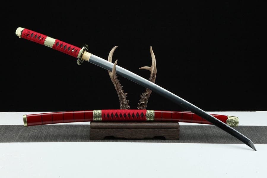 boxkatana Handmade Anime Katana One Piece Roronoa Zoro Sandai Kitetsu Sword 1045 High Carbon Steel Red