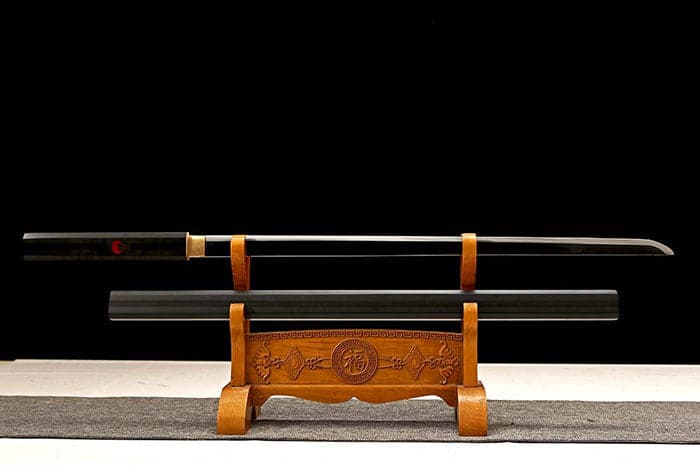 boxkatana Handmade Anime NARUTO Sasuke Kusanagi-No-Tsurugi Sword Shirasaya Ninja Sword Spring Steel Black Blade