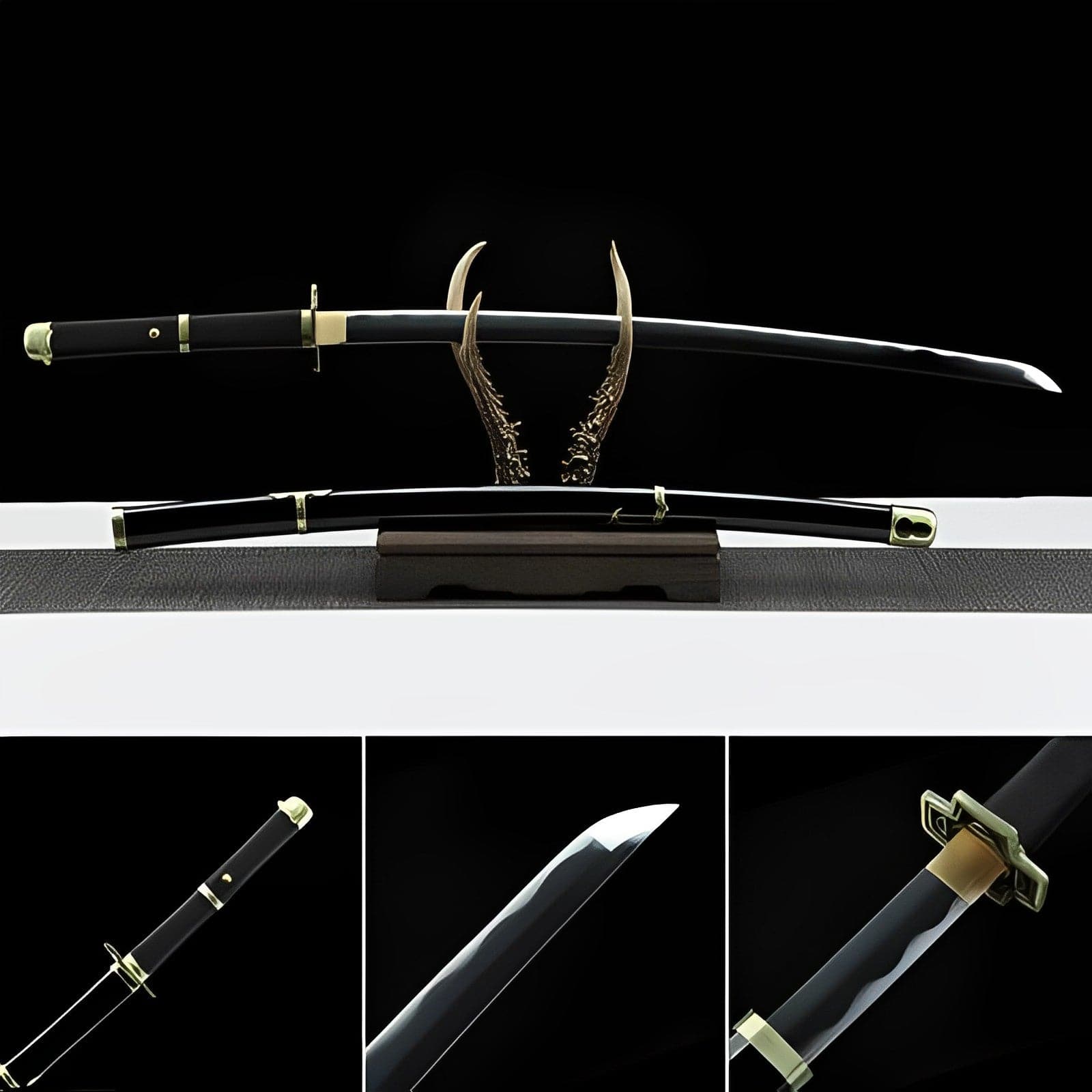 boxkatana Handmade Anime One Piece Roronoa Zoro's Yubashiri Sword 1045 High Carbon Steel Black