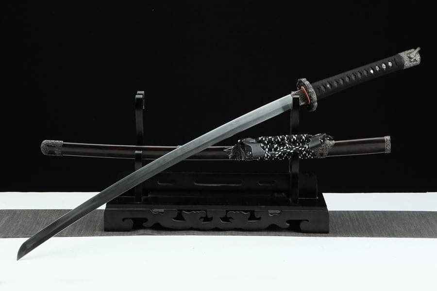 boxkatana Handmade Japanese Tachi Odachi Sakura Pattern Steel High Ebony