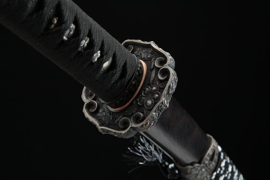 boxkatana Handmade Japanese Tachi Odachi Sakura Pattern Steel High Ebony