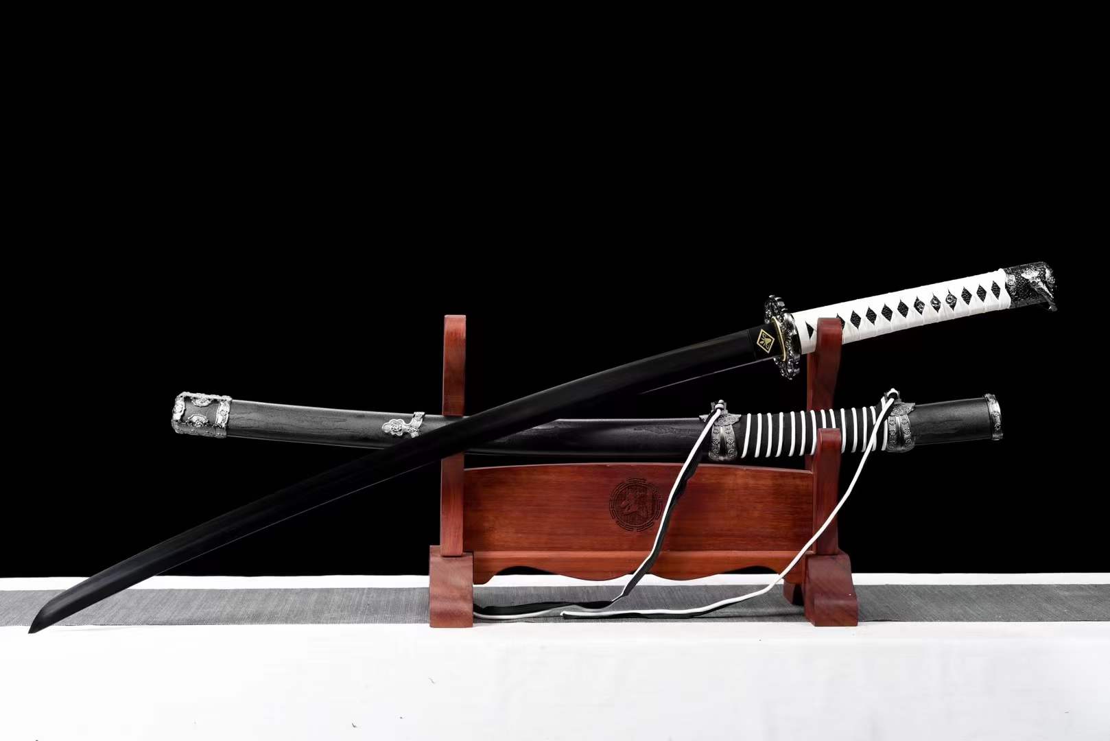 boxkatana Handmade Undead Cut Katana Sword, Sekiro: Shadows Die Twice Japanese Samurai Sword, Black Manganese Steel Blades, Full Tang