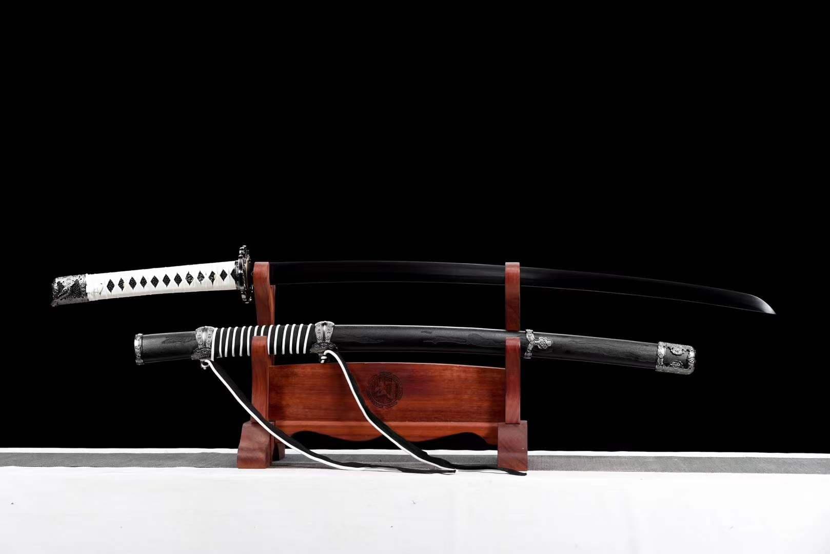boxkatana Handmade Undead Cut Katana Sword, Sekiro: Shadows Die Twice Japanese Samurai Sword, Black Manganese Steel Blades, Full Tang