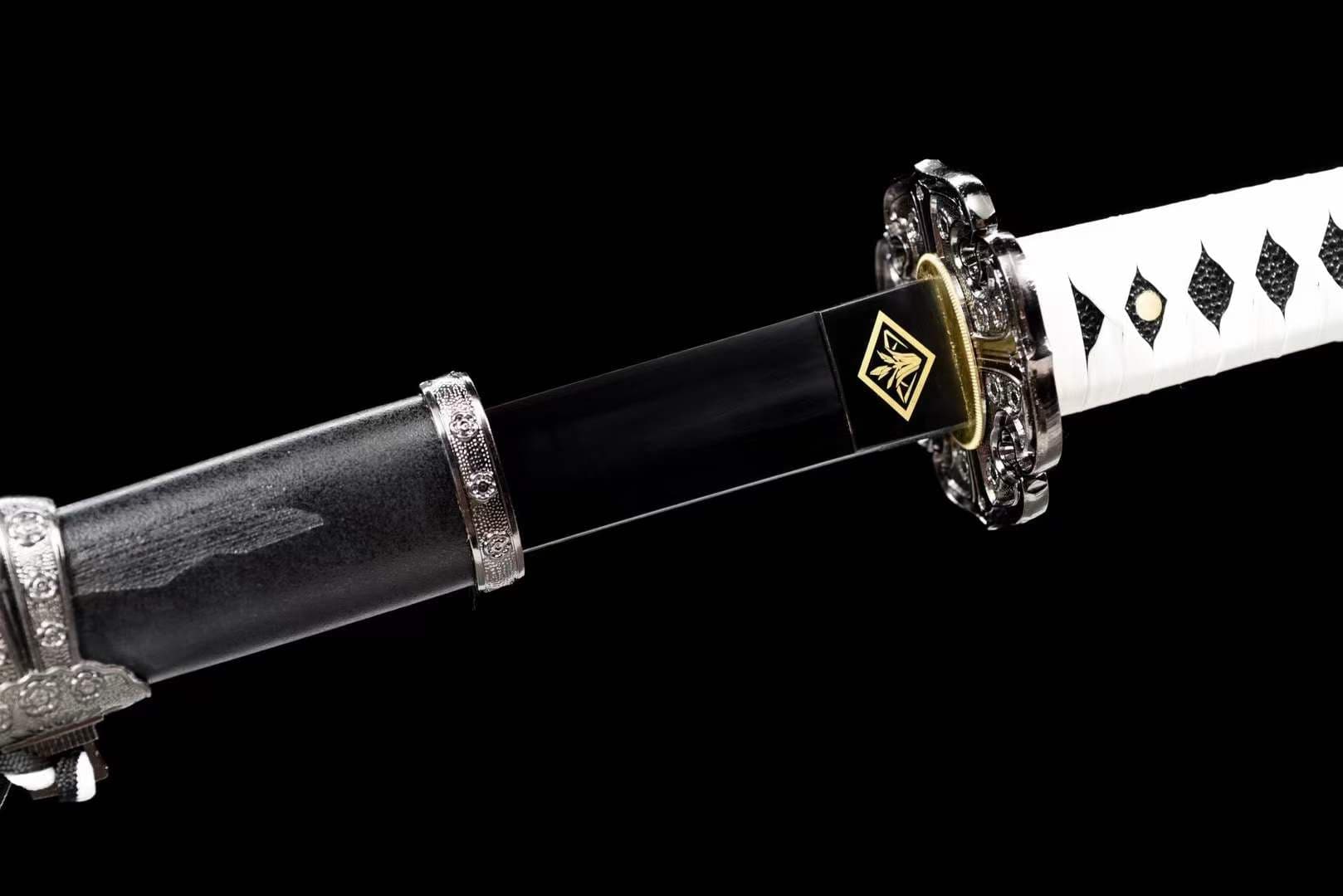 boxkatana Handmade Undead Cut Katana Sword, Sekiro: Shadows Die Twice Japanese Samurai Sword, Black Manganese Steel Blades, Full Tang