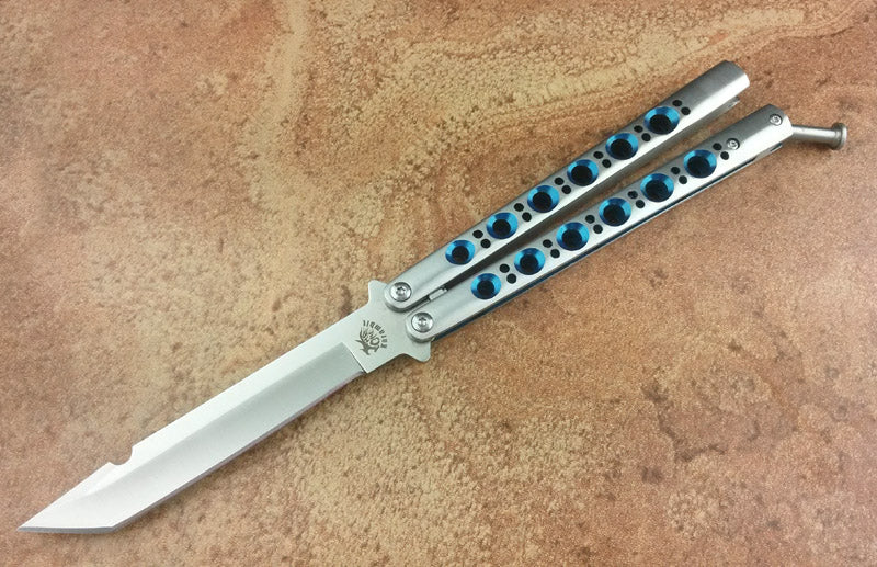 Nine - hole Glory Balisong with Blue Handle