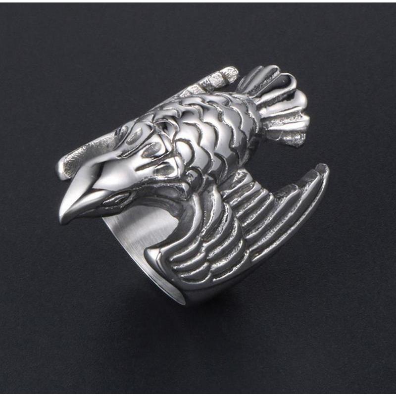 Silver Eagle Full Stainless Steel Self Defense Ring Jewelry - Cakra EDC Gadgets