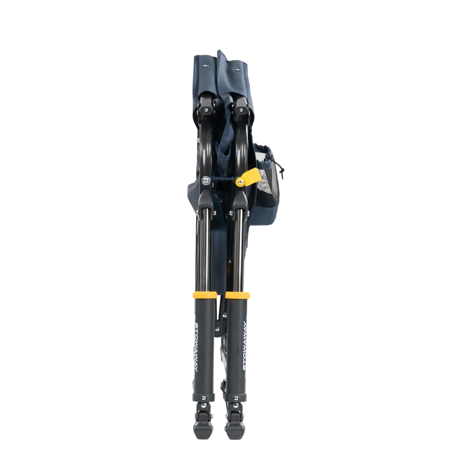 Collapsed stowaway rocker in denim. 