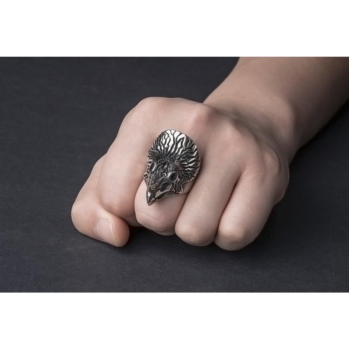 Triceratops Full Stainless Steel Spiked Self Defense Ring - Cakra EDC Gadgets